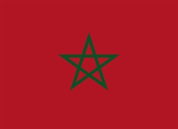 [ai] The national flag of Morocco, featuring a red background with a green five-pointed star in the center.