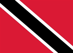 [ai] The flag of Trinidad and Tobago featuring a red background, a black diagonal stripe with a white outline, and a white stripe on either side of the black stripe.