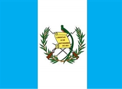 [ai] The flag of Guatemala featuring three vertical stripes: blue on the outer sides and white in the center. A coat of arms is positioned in the white stripe, with a scroll reading 'Libertad 15 de Septiembre de 1821' surrounded by two crossed rifles and two laurel branches.