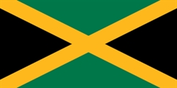 [ai] The flag of Jamaica featuring a diagonal yellow cross that divides a black field at the top and bottom and a green field in the center.
